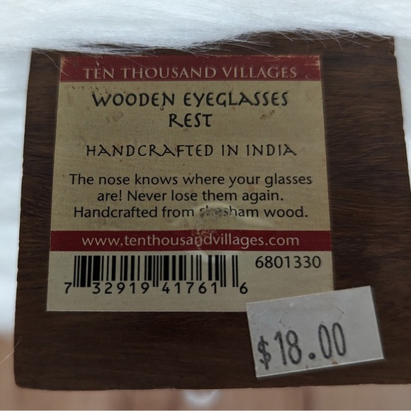 Wooden Eyeglasses Sunglasses Stand Vintage Retro Hand Carved Square Nose - Picture 5 of 6